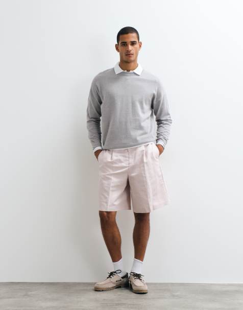 ASOS DESIGN – Dopasowane szorty bermudy z dużą zawartością lnu w kolorze zgaszonego różu - view 1