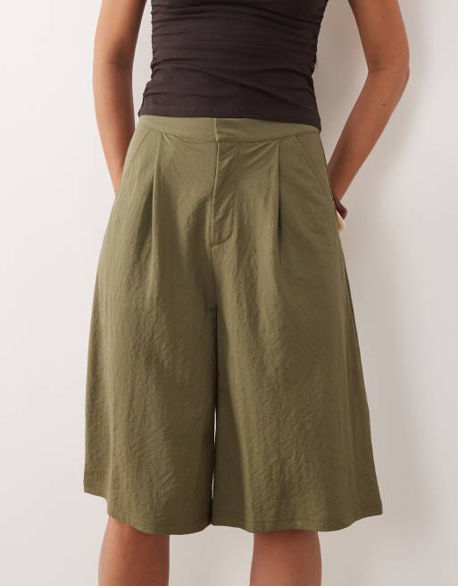 ASOS DESIGN – Dopasowane szorty bermudy z imitacji lnu w kolorze khaki, 5 z 5