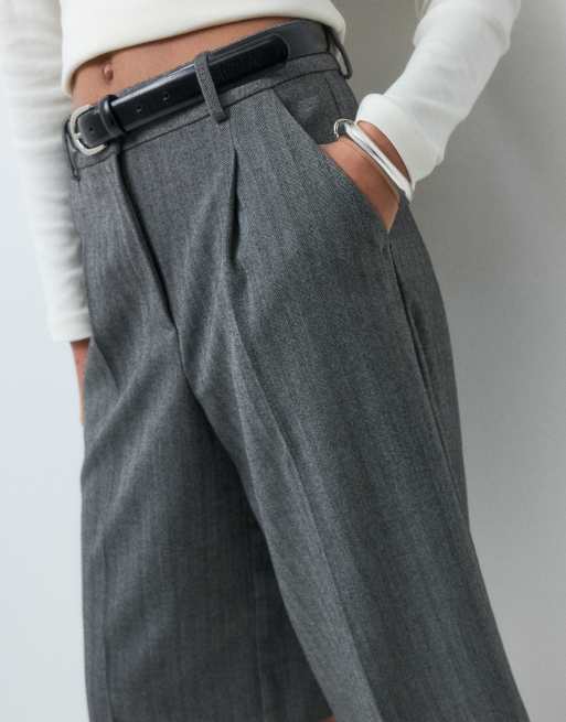 ASOS DESIGN dopasowane szorty w męskim stylu w szarą jodełkę, 4 z 5