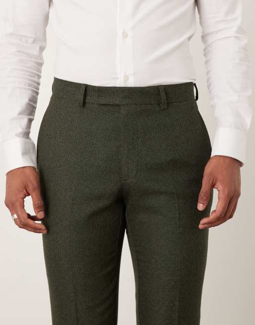 ASOS DESIGN – Dopasowane zielone spodnie garniturowe z drobną teksturą, 5 z 5