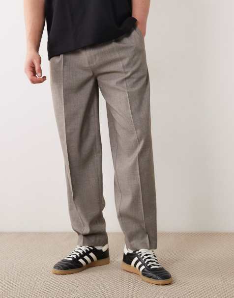 ASOS DESIGN – Dopasowane zwężane spodnie oversize z zakładkami w szarym melanżowym kolorze - view 1