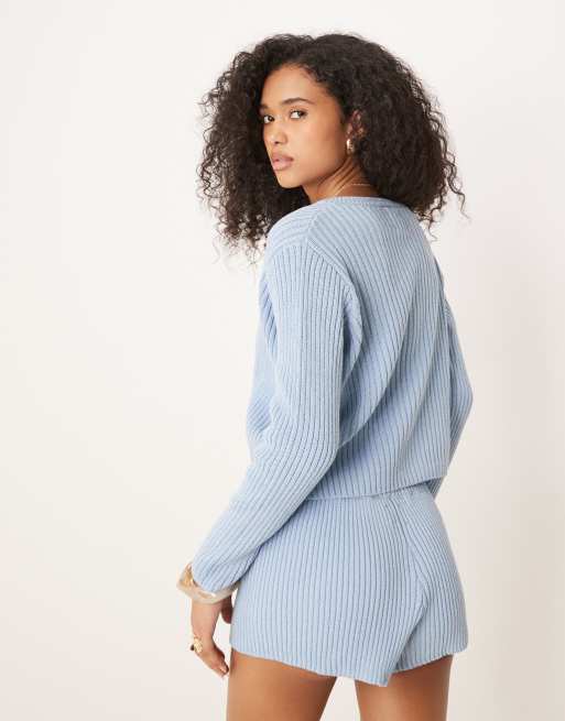 ASOS DESIGN – Dopasowany dzianinowy kardigan w kolorze niebieskim, 2 z 4