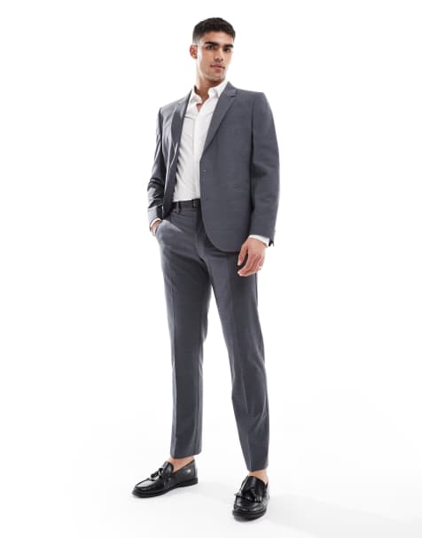 ASOS DESIGN – Dopasowany grafitowy garnitur z domieszką wełny - view 1
