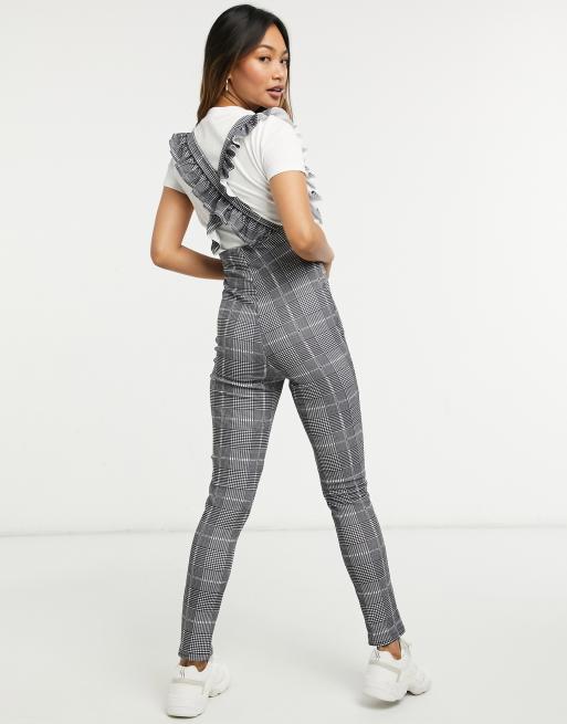 ASOS DESIGN – Dopasowany kombinezon na szelkach z falbanką i wzorem w kratę, 2 z 4