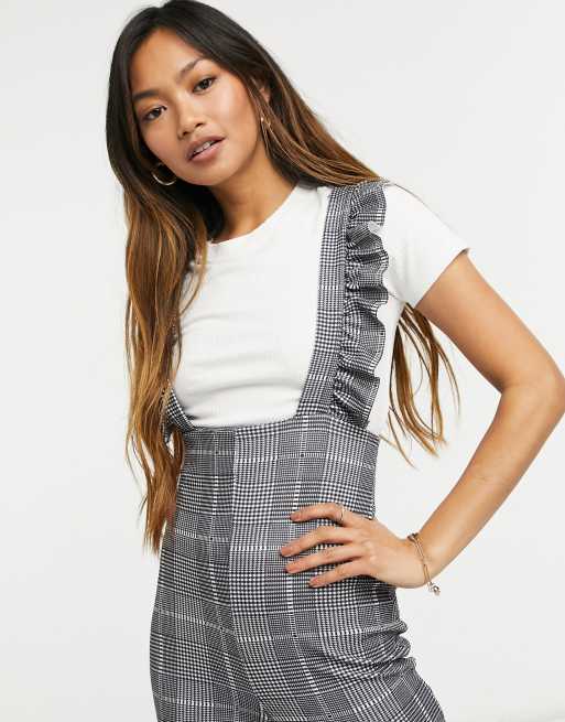 ASOS DESIGN – Dopasowany kombinezon na szelkach z falbanką i wzorem w kratę, 3 z 4
