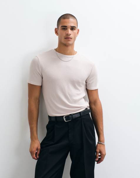 ASOS DESIGN dopasowany T-shirt z grubszej dzianiny w szarym waflowym splocie - view 1