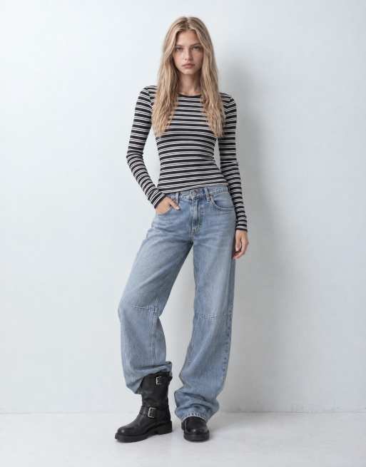 ASOS DESIGN dopasowany top z długim rękawem w monochromatyczne paski, 9 z 10
