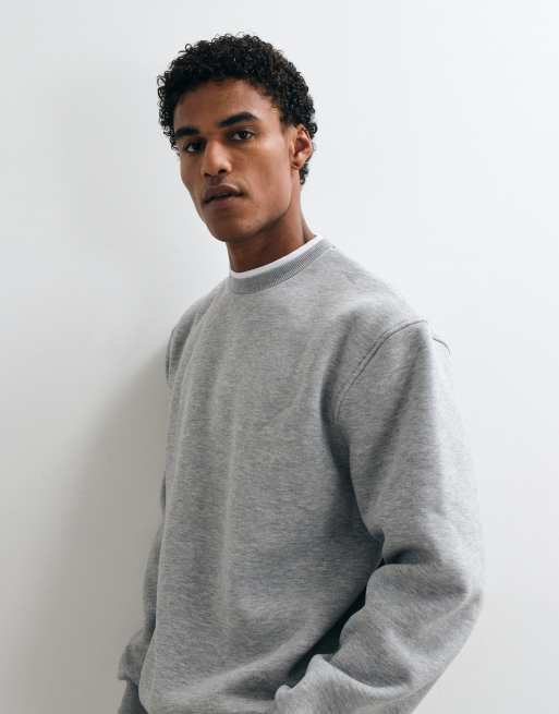 ASOS DESIGN doppellagig entspanntes Oberteil mit Rundhalsausschnitt in Graumeliert, 4 von 5