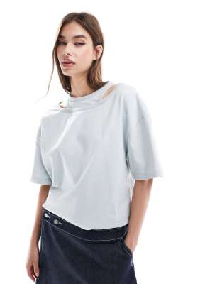 ASOS DESIGN - Doppellagiges Oversize-T-Shirt in Grau