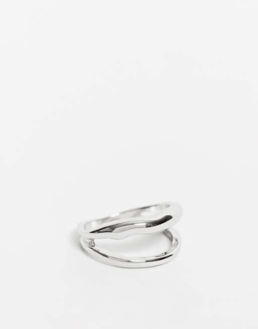 ASOS DESIGN – Doppelring in Silberoptik