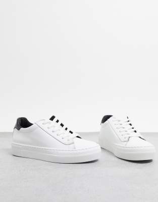 white leather lace up sneakers