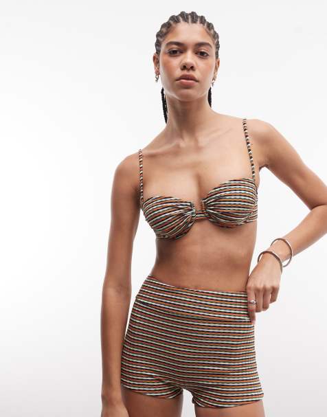 ASOS DESIGN - Dori Cape Cod - Haut de bikini balconnet à armatures et bonnets froncés - Rayures coucher de soleil - view 1