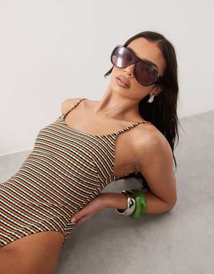 Asos Design Dori Scoop Swimsuit In Orange