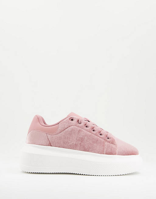 Women Trainers/Dorina chunky sole trainers in blush velvet 