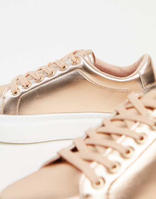 Rose gold hot sale leather trainers