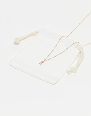 Asos Design Dot-dash Necklace With Cubic Zirconia E Initial Pendant In Gold