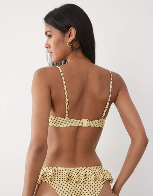 ASOS DESIGN - Dottie - Haut de bikini à pois avec armatures et volants - Citron, 4 de 4