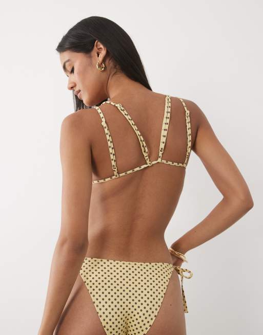 ASOS DESIGN - Dottie - Haut de bikini triangle à pois avec double bretelle - Citron, 2 de 4