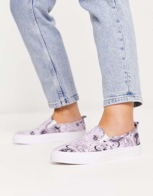ASOS DESIGN – Dotty – Ljuslila, celestmönstrade tygskor i loafermodell med bred passform, 4 av 4