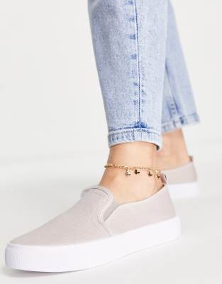 ASOS DESIGN - Dotty - Scarpe di tela senza lacci grigie-Grigio