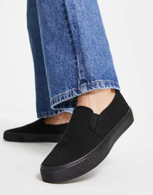 ASOS DESIGN - Dotty - Schwarze Stoffslipper