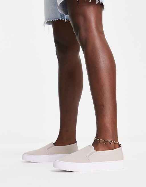 ASOS DESIGN Dotty slip on plimsolls in gray | ASOS