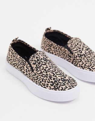 asos leopard slip on shoes