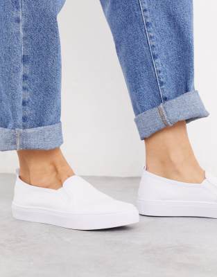 white slip on plimsolls womens