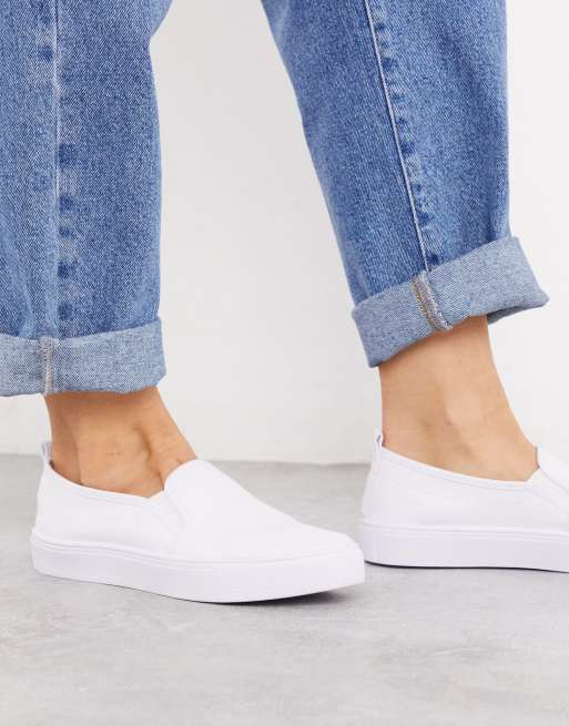 ASOS DESIGN Dotty slip on plimsolls in white | ASOS