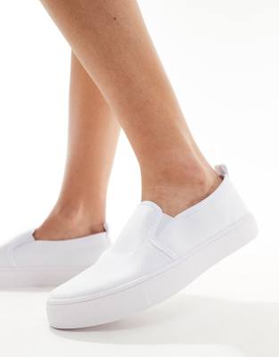 Asos Design Wide Fit Dotty Slip On Plimsolls In White