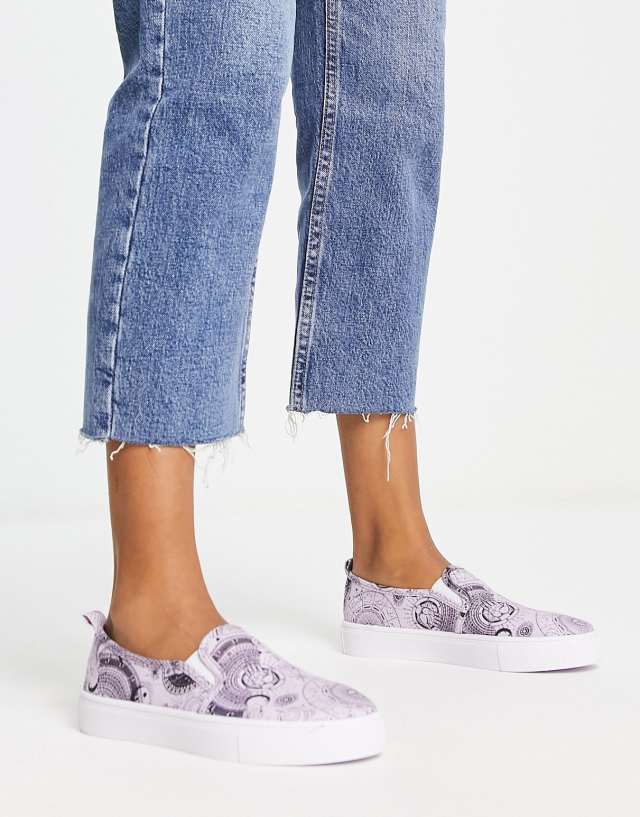 ASOS DESIGN Dotty slip on sneaker in lilac celestial print