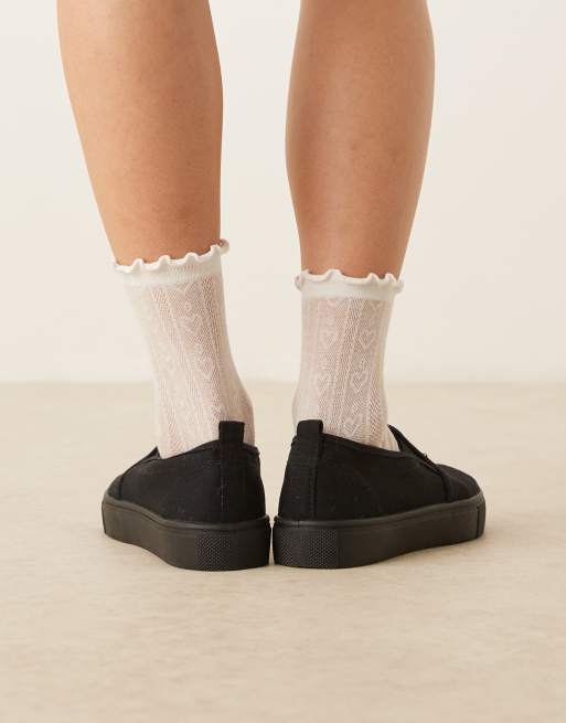 ASOS DESIGN Dotty slip on sneakers in black, 5 of 5