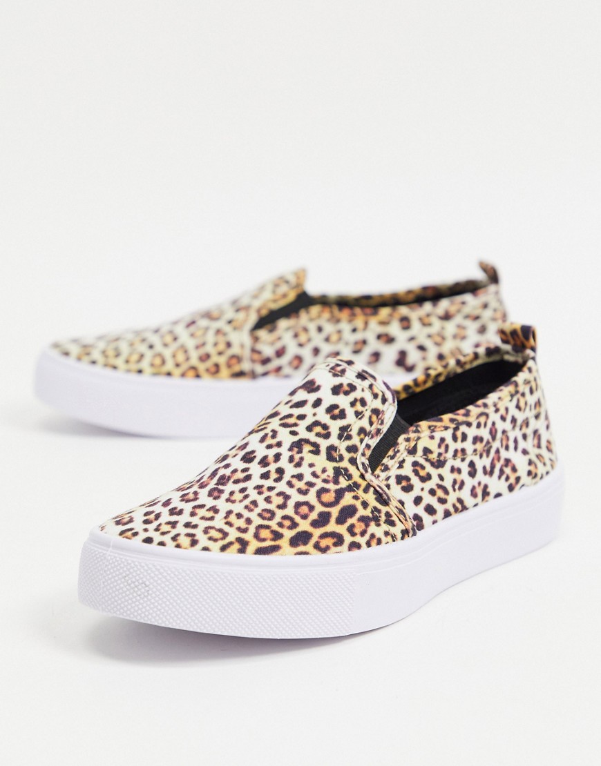 ASOS DESIGN Dotty slip on sneakers in leopard-Multi