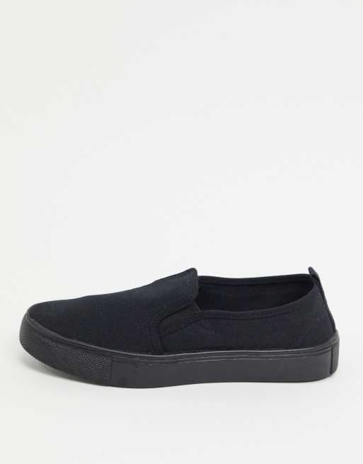 ASOS DESIGN - Dotty - Sorte slip-on lærredssko, 2 af 4