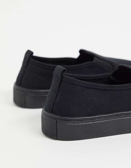 ASOS DESIGN - Dotty - Sorte slip-on lærredssko, 4 af 4