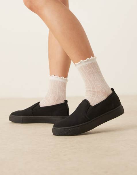 ASOS DESIGN - Dotty - Sorte slip-on lærredssko - view 1