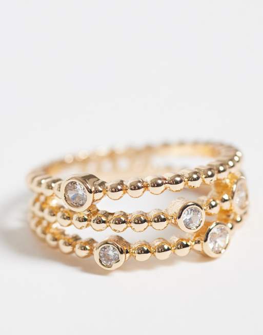 ASOS DESIGN double band ring with heart in gold tone, 2 of 3