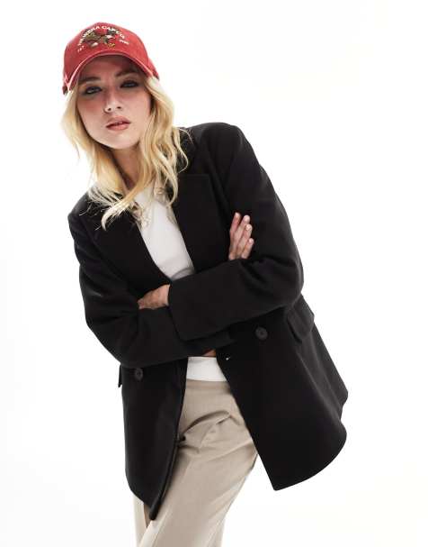 ASOS DESIGN double breasted blazer coat in black - view 1