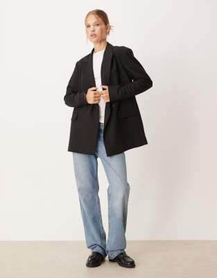Asos Design Double Breasted Blazer In Black
