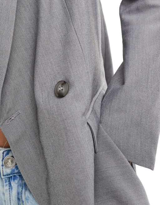 ASOS DESIGN double breasted blazer in gray