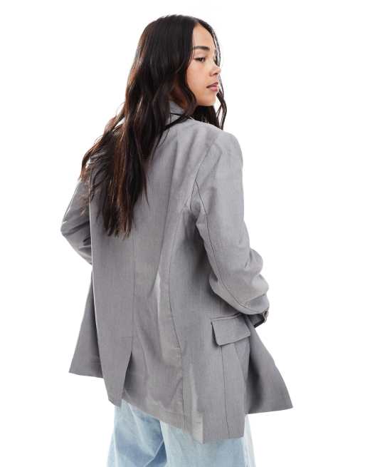 ASOS DESIGN double breasted blazer in gray
