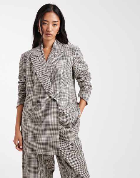 ASOS DESIGN double breasted blazer suit in micro check