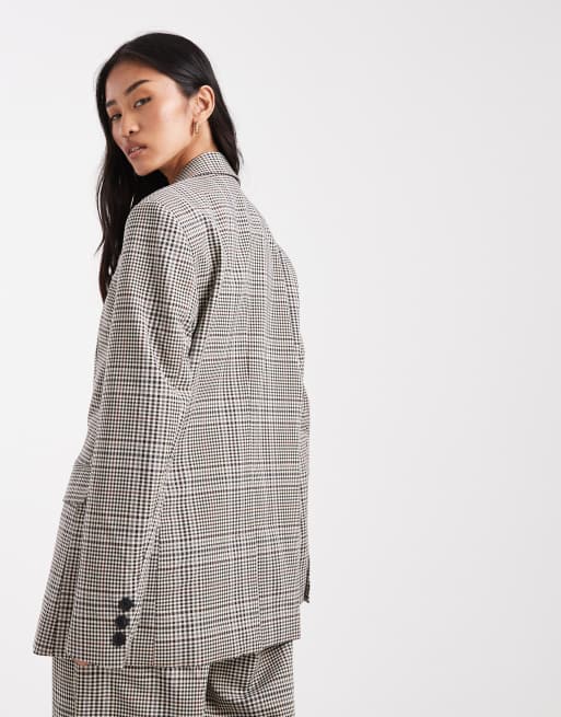 ASOS DESIGN double breasted blazer suit in micro plaid, 3 of 4