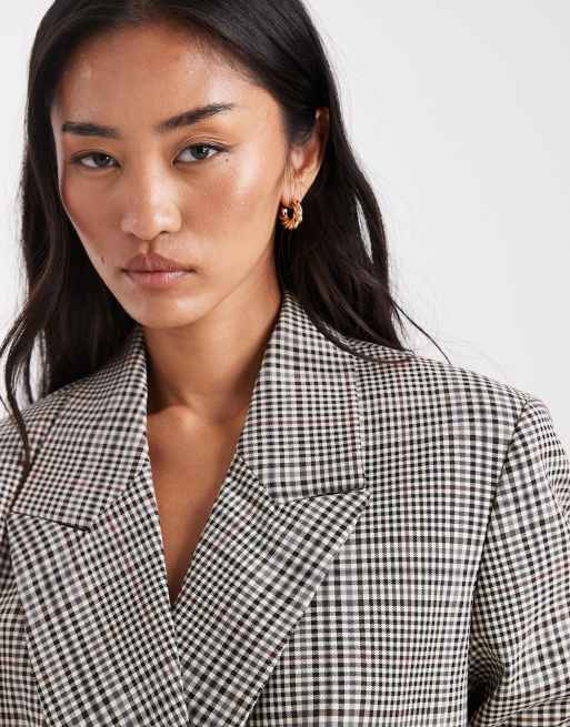 ASOS DESIGN double breasted blazer suit in micro plaid