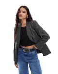 [ASOS DESIGN] ASOS DESIGN double breasted check blazer in grey L Grey check