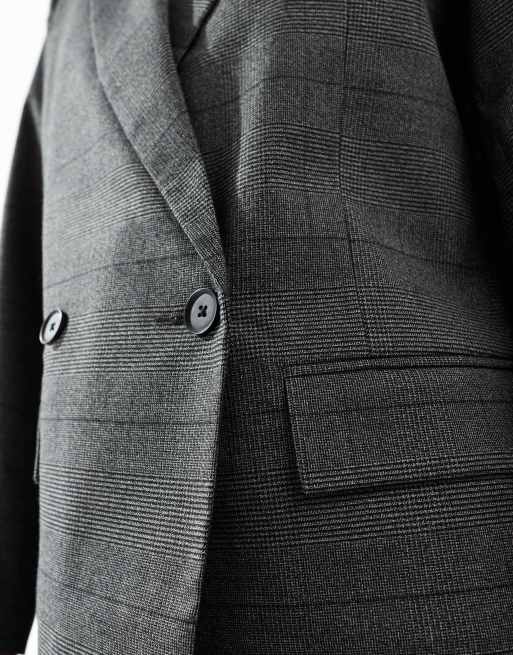 ASOS DESIGN double breasted check blazer in grey ASOS