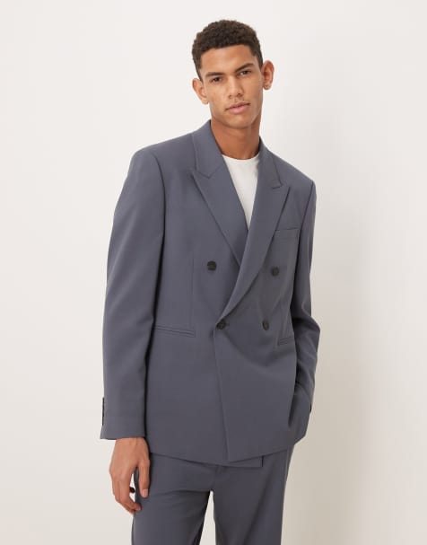 ASOS DESIGN - Double-breasted colbert met normale pasvorm in blauw - view 1