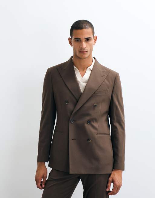 ASOS DESIGN - Double breasted colbert met normale pasvorm in bruin, 4 van 5