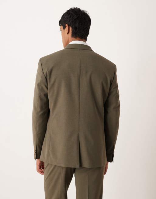 ASOS DESIGN - Double breasted colbert met normale pasvorm in kaki, 3 van 5