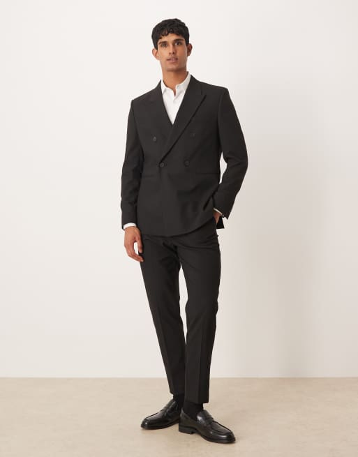 ASOS DESIGN - Double breasted colbert met normale pasvorm in zwart, 2 van 5